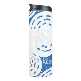 Custom Abstract Blue & White circle loops Thermal Tumbler