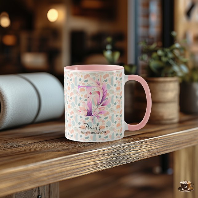 Custom Abstract Boho Chic Monogram Mug - T (Creator Uploaded)