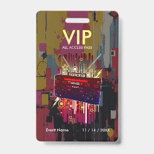 Custom Abstract Colour Block VIP Pass For Event ID Badge