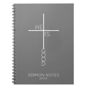 Custom Abstract Cross Minimalist Grey Christian Notebook