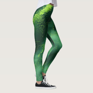 Custom Abstract Green Moss Pattern Leggings
