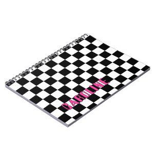 Custom Abstract Hip Geometric Check Mosaic Art Notebook