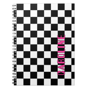 Custom Abstract Hip Geometric Check Mosaic Art Notebook