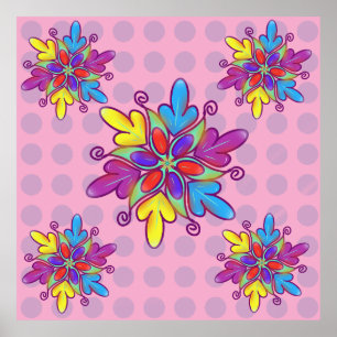 Custom  Abstract Kaleidoscope Flower Pattern Poster