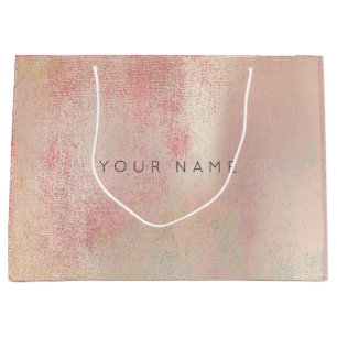 Custom Abstract Metallic Rose Gold Blush Painting Large Gift Bag