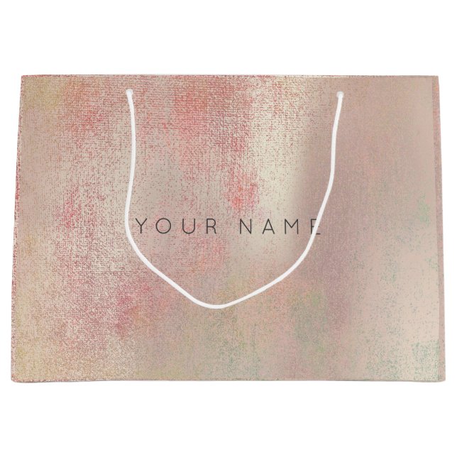 Custom Abstract  Metallic Rose Gold Blush Painting Large Gift Bag (Front)