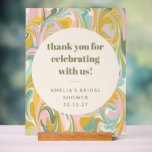 Custom Abstract Pastels Thank You Bridal Shower Acrylic Sign<br><div class="desc">Add a unique and stylish touch to your bridal shower with this acrylic thank-you sign featuring a mesmerising pastel swirl pattern. The elegant typography is set against a soft cream circle, creating a balanced and eye-catching design. Perfect for displaying on a gift table or entrance, this sign brings a modern...</div>