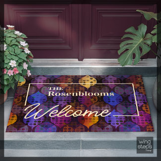 Custom Abstract Pattern Dot Wavy Purple Blue Gold Doormat