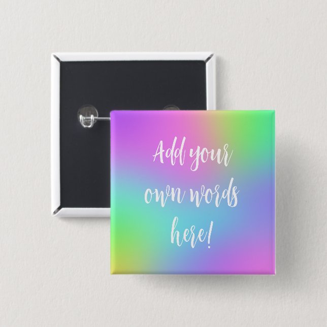 Custom Abstract Rainbow Square Button (Front & Back)