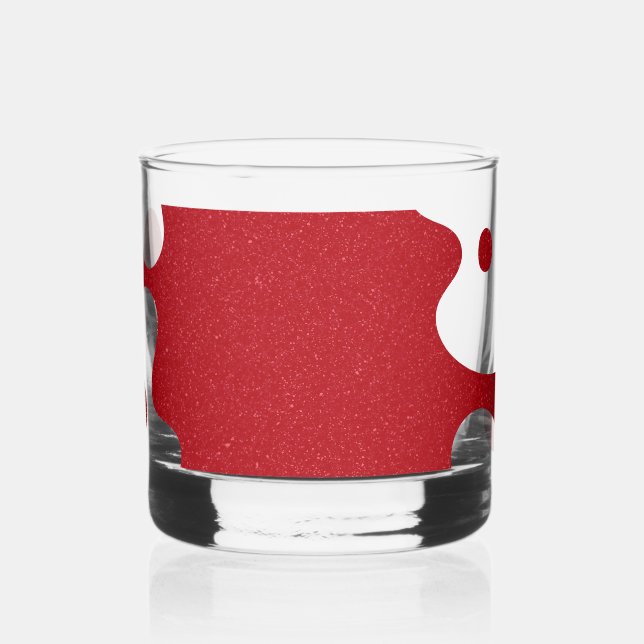 Custom Abstract Tomato Red Splash Rocks Glass (Left)