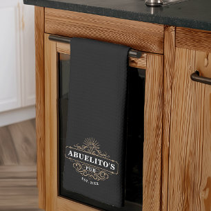 Custom Abuelito's Pub Year Established Tea Towel