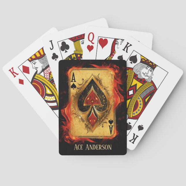 Custom Ace of Spades on Fire  Playing Cards (Back)