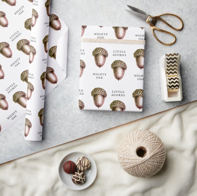Custom Acorn Logo Woodland Business Wrapping Paper (Crafts)
