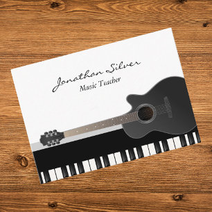 Custom Acoustic Guitar Piano Keys Music Teacher Business Card