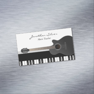 Custom Acoustic Guitar Piano Keys Music Teacher Magnetic Business Card