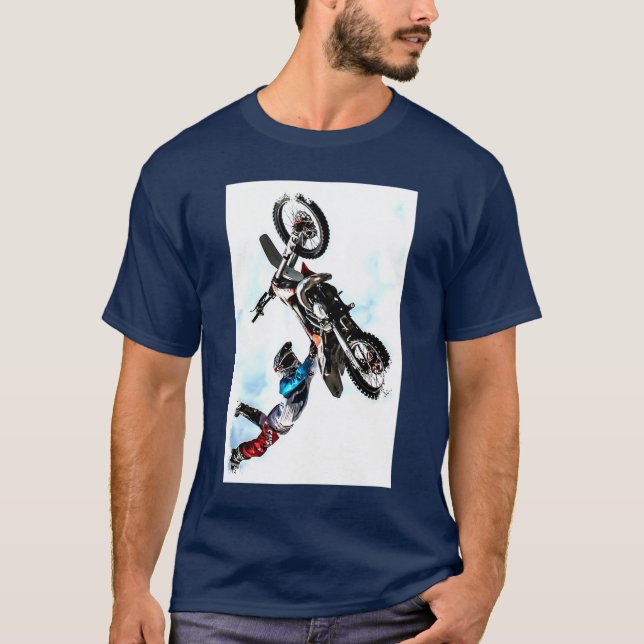 Custom Acrobatics Biker Action Sports Modern T-Shirt (Front)