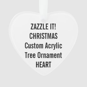 Custom Acrylic HEART Christmas Tree Ornament Blank