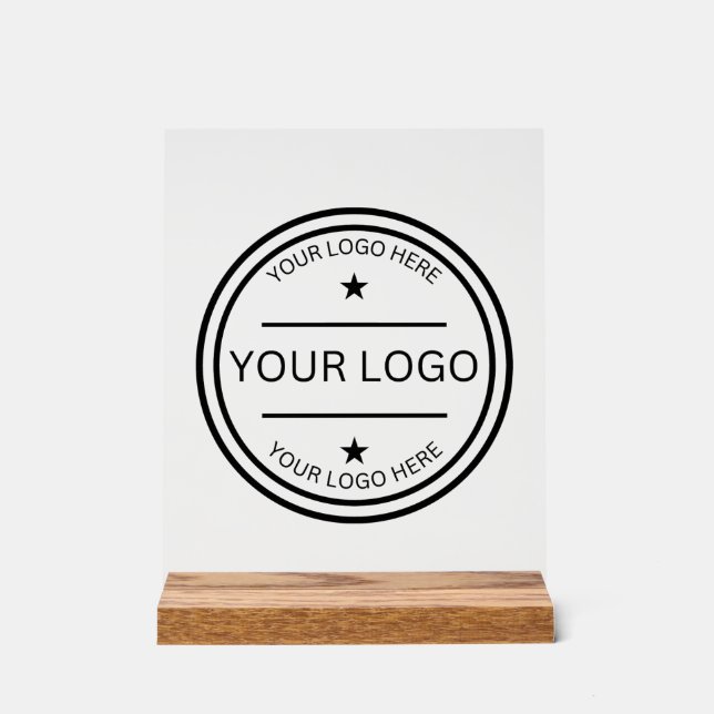 Custom Acrylic Mini Sign with Wooden Easel Table  (Front)