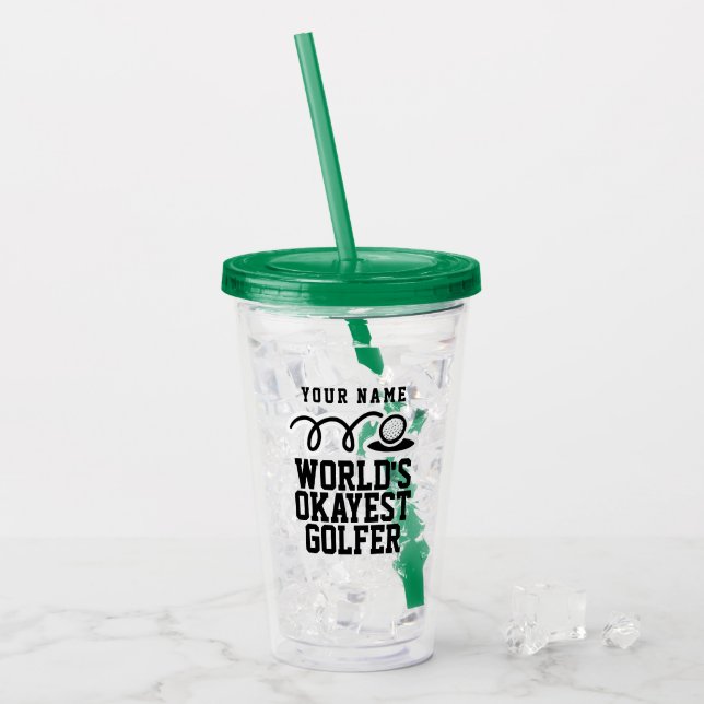 Custom acrylic tumbler glass golf gift for golfer (Front Ice)