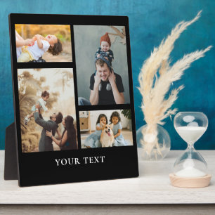 Custom Add 4 Photo Collage and Text Plaque