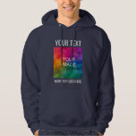 Custom Add Image Logo Text Mens Navy Blue Hoodie<br><div class="desc">Custom Add Image Logo Template Men's Navy Blue Basic Hoodie / Hooded Sweatshirt.</div>