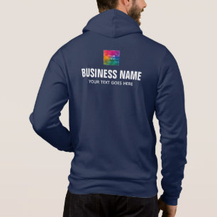 Custom Add Logo Double Sided Design Mens Navy Blue Hoodie