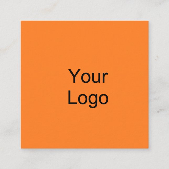 Custom, Add Logo, Sunny Orange. Square Business Card (Front)