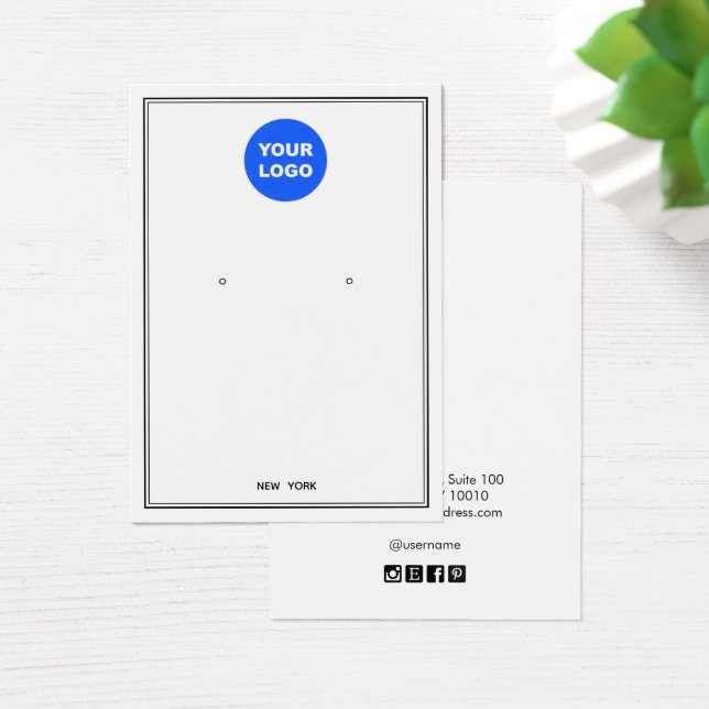 Custom Add Logo White Earring Jewellery Display (Desk)