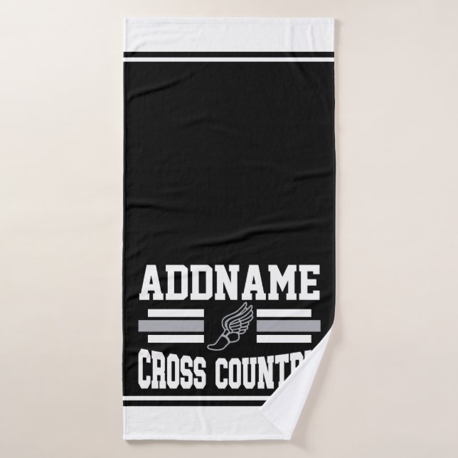 Custom ADD NAME Cross Country Runner Running Team Bath Towel Set (Bath Towel)