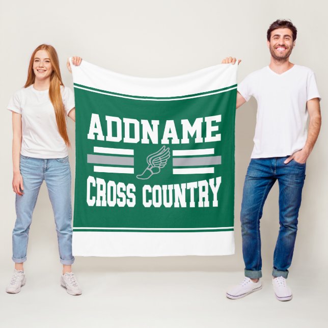 Custom ADD NAME Cross Country Runner Running Team Fleece Blanket (In Situ)