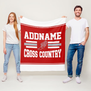 Custom ADD NAME Cross Country Runner Running Team Fleece Blanket