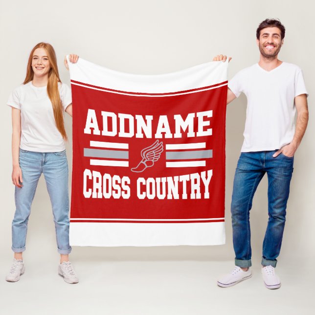 Custom ADD NAME Cross Country Runner Running Team Fleece Blanket (In Situ)