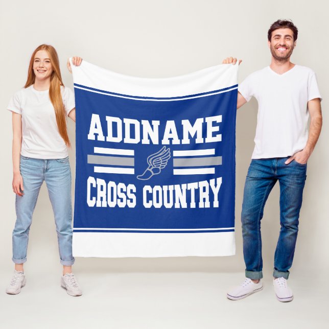 Custom ADD NAME Cross Country Runner Running Team Fleece Blanket (In Situ)
