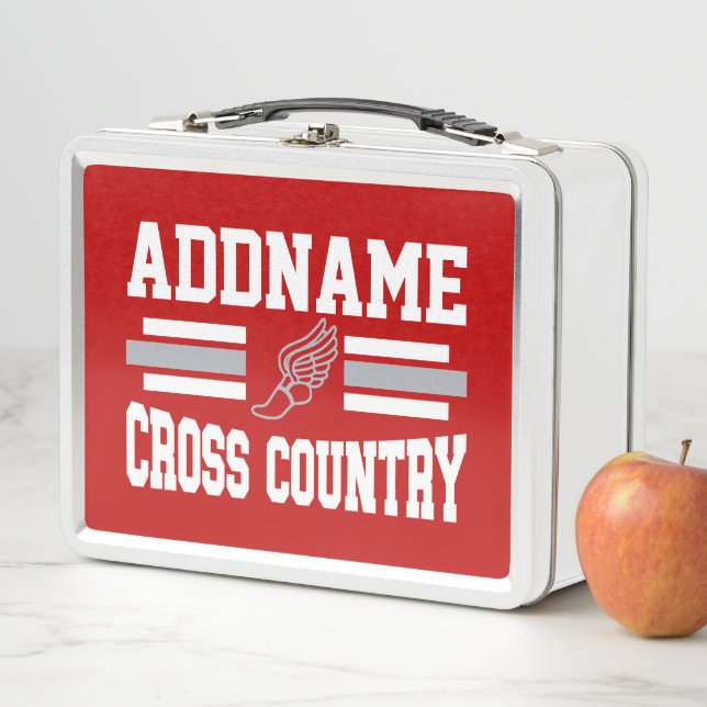 Custom ADD NAME Cross Country Runner Running Team Metal Lunch Box (In Situ)