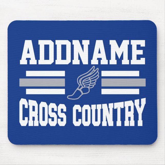 Custom ADD NAME Cross Country Runner Running Team Mouse Mat (Front)
