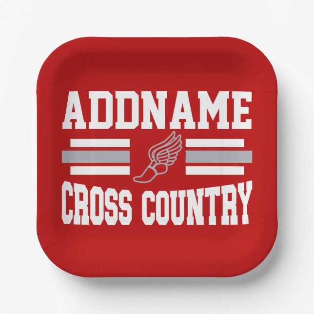 Custom ADD NAME Cross Country Runner Running Team Paper Plate (Front)