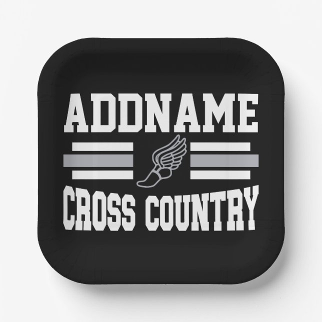 Custom ADD NAME Cross Country Runner Running Team Paper Plate (Front)