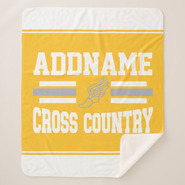 Custom ADD NAME Cross Country Runner Running Team Sherpa Blanket (Front)