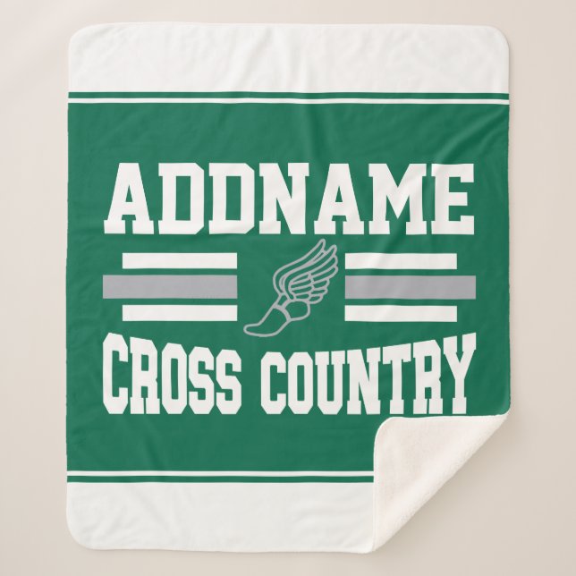 Custom ADD NAME Cross Country Runner Running Team Sherpa Blanket (Front)