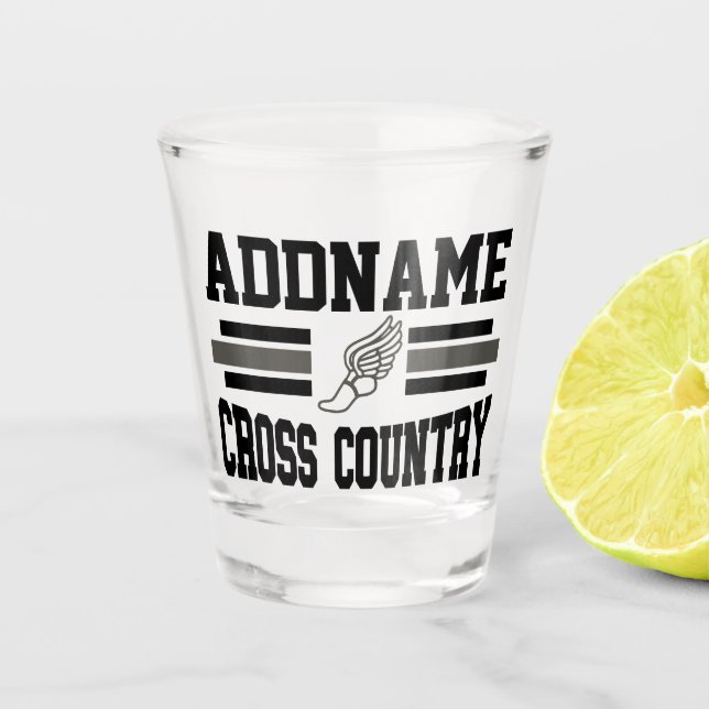 Custom ADD NAME Cross Country Runner Running Team Shot Glass (Front)