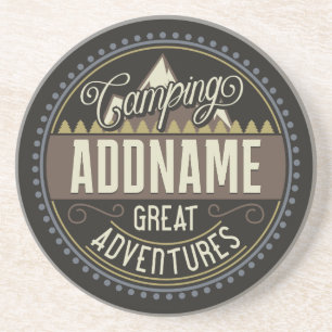 Custom ADD NAME Family Camp Trip Camping Reunion Coaster