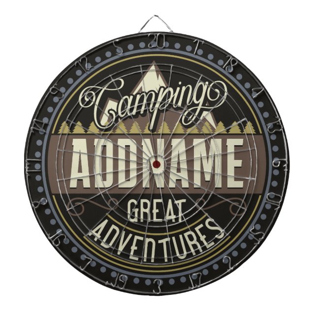 Custom ADD NAME Family Camp Trip Camping Reunion Dartboard (Front)