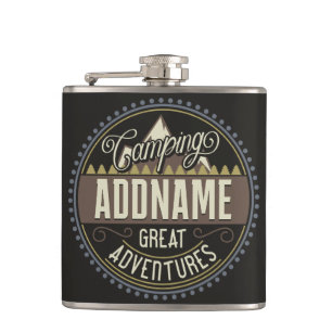 Custom ADD NAME Family Camp Trip Camping Reunion Hip Flask