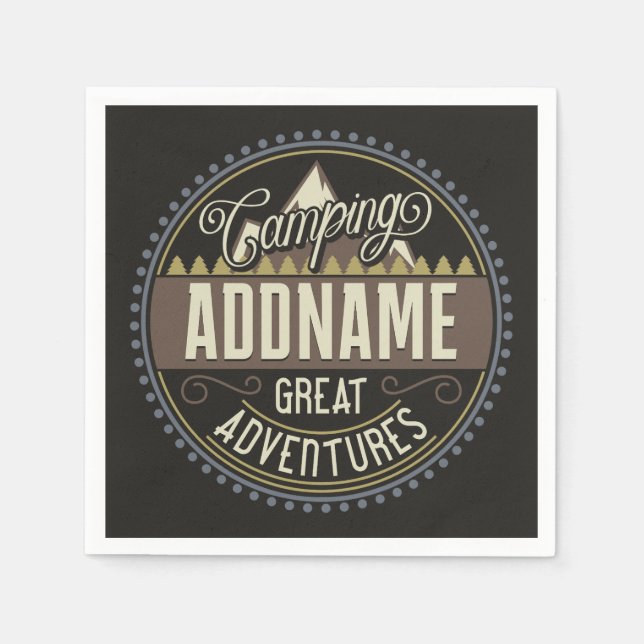 Custom ADD NAME Family Camp Trip Camping Reunion Napkin (Front)