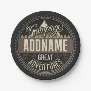 Custom ADD NAME Family Camp Trip Camping Reunion Paper Plate