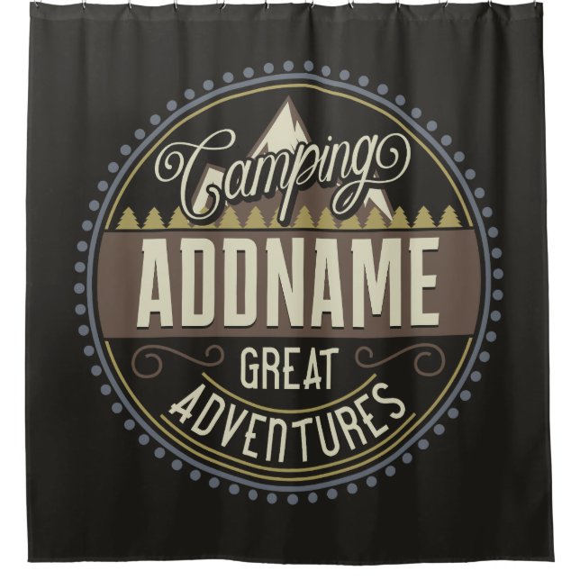Custom ADD NAME Family Camp Trip Camping Reunion Shower Curtain (Front)