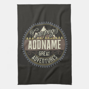 Custom ADD NAME Family Camp Trip Camping Reunion Tea Towel