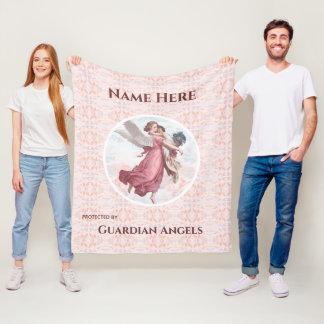 Custom Add Name Guardian Angel Blanket