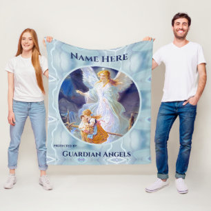 Custom Add Name Guardian Angel Blanket
