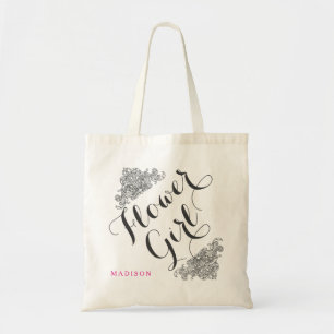 Custom add name personalised flower girl gift tote bag